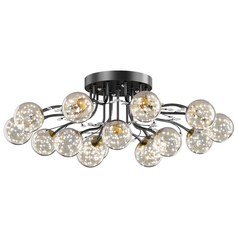 NordSphere™ 9-Light G9 LED Glass Ceiling Lamp – Nordic Flush Mount with 3-Color Lighting