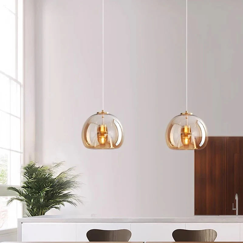LUXORA™ Modern LED Pendant Light – Dimmable Glass Chandelier with Remote & App Control