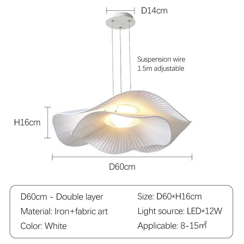 Nordic Modern Pendant Lamp – Fabric Lotus Leaf Ceiling Light for Dining, Living Room, Bedroom