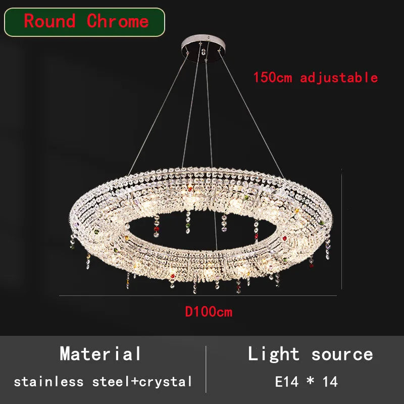 CrystalAura™ Luxury Round Oval Chandelier