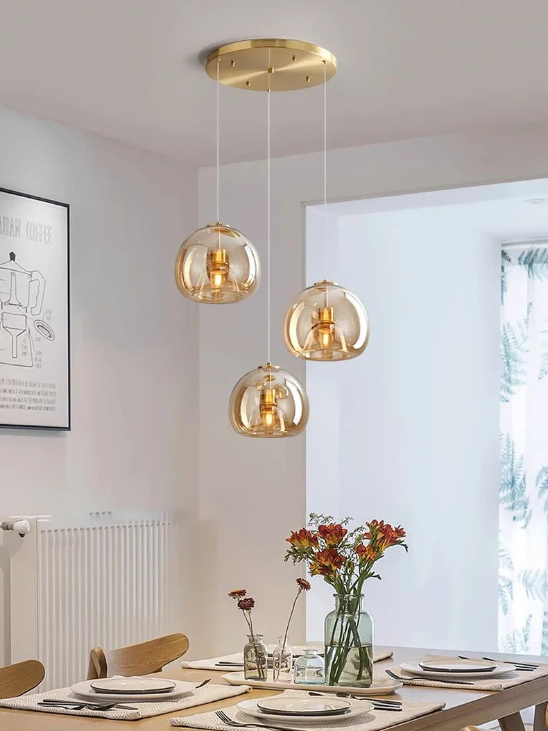 LUXORA™ Modern LED Pendant Light – Dimmable Glass Chandelier with Remote & App Control