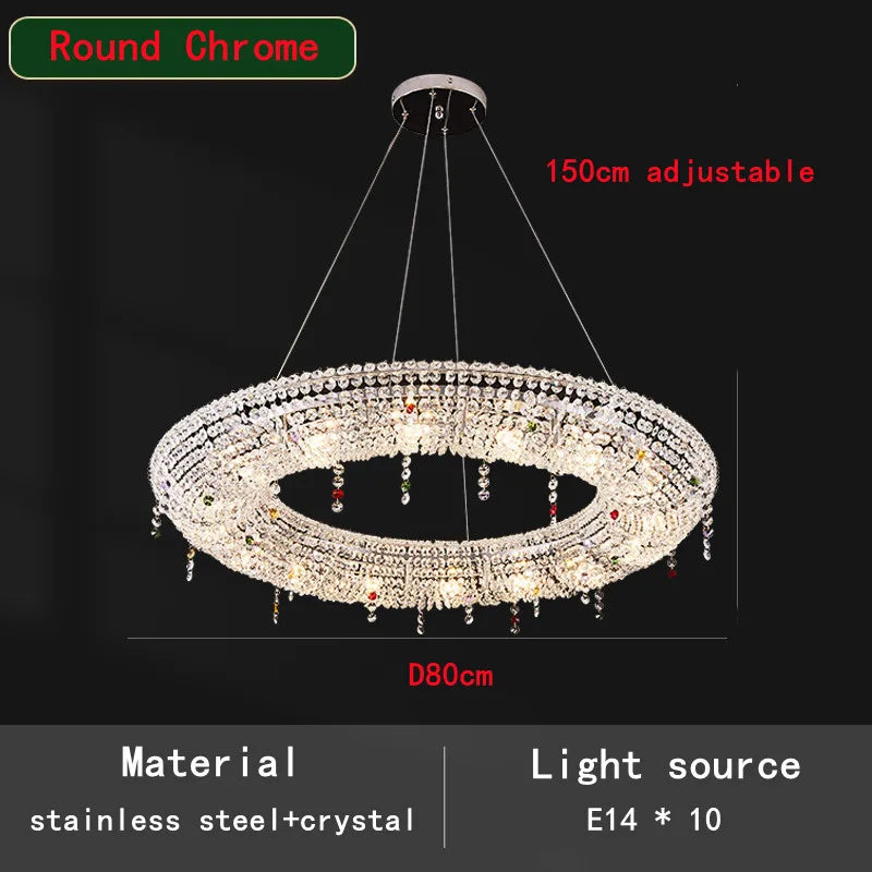 CrystalAura™ Luxury Round Oval Chandelier