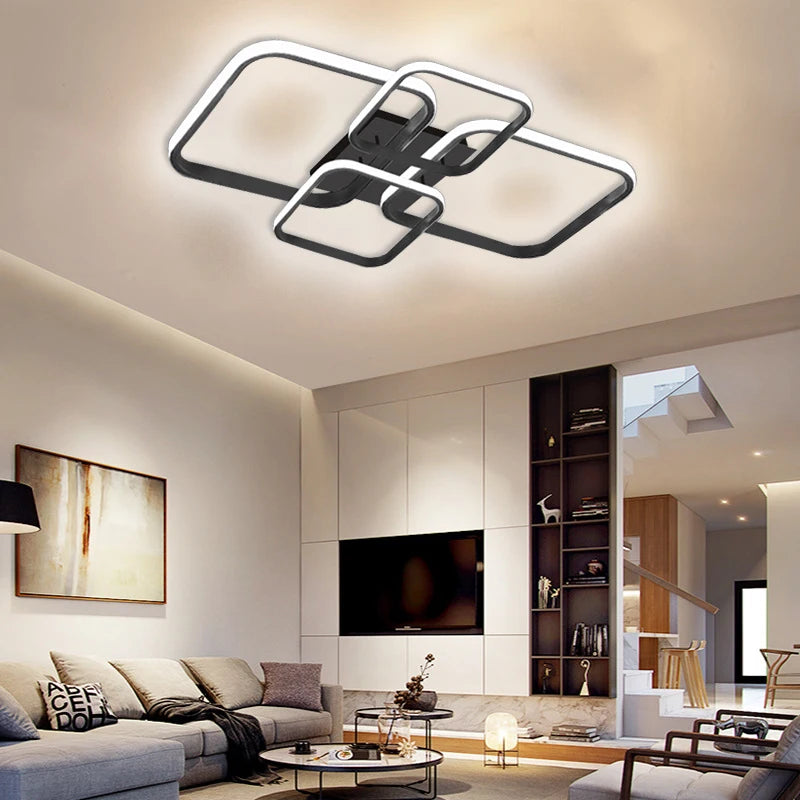AURELO™ QuadGlow Modern 4-Head LED Ceiling Light – Dimmable Surface Mount for Kitchen, Bedroom, Bathroom & More