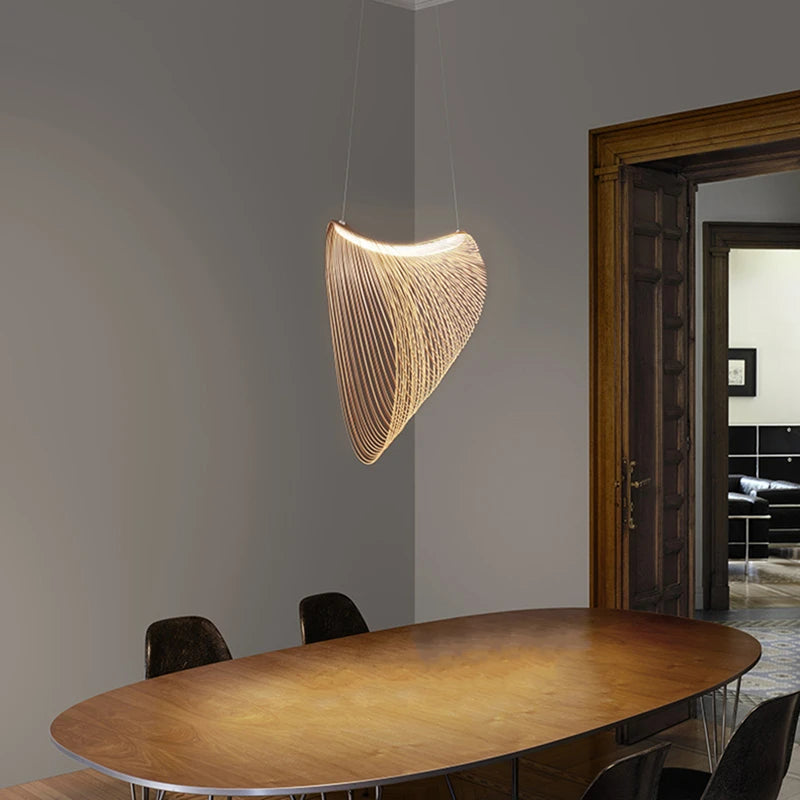 Modern Nordic Birch Wood LED Chandelier – Minimalist Suspension Light