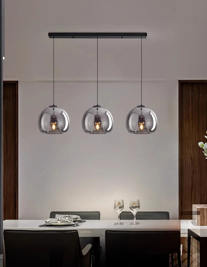 LUXORA™ Modern LED Pendant Light – Dimmable Glass Chandelier with Remote & App Control