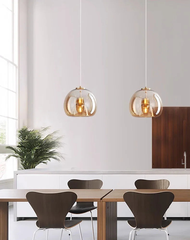 LUXORA™ Modern LED Pendant Light – Dimmable Glass Chandelier with Remote & App Control