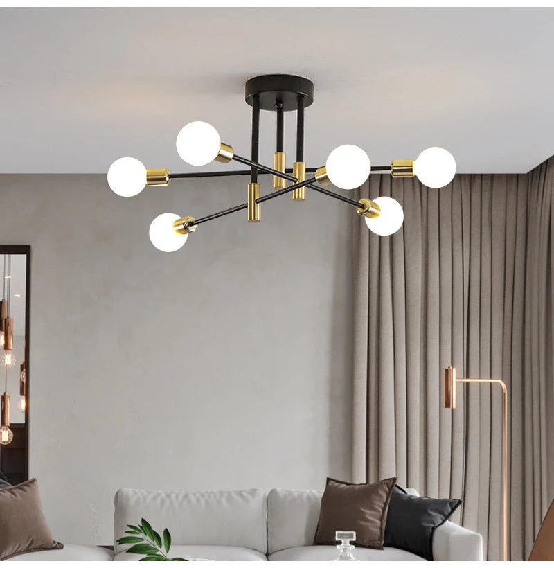 Retro Industrial E27 LED Ceiling Lamp – Wrought Iron Modern Fixture