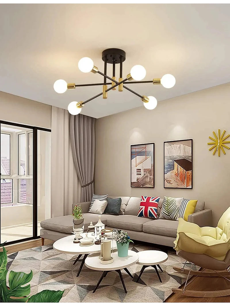 Retro Industrial E27 LED Ceiling Lamp – Wrought Iron Modern Fixture