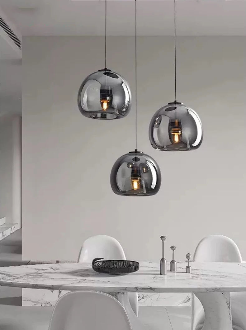 LUXORA™ Modern LED Pendant Light – Dimmable Glass Chandelier with Remote & App Control