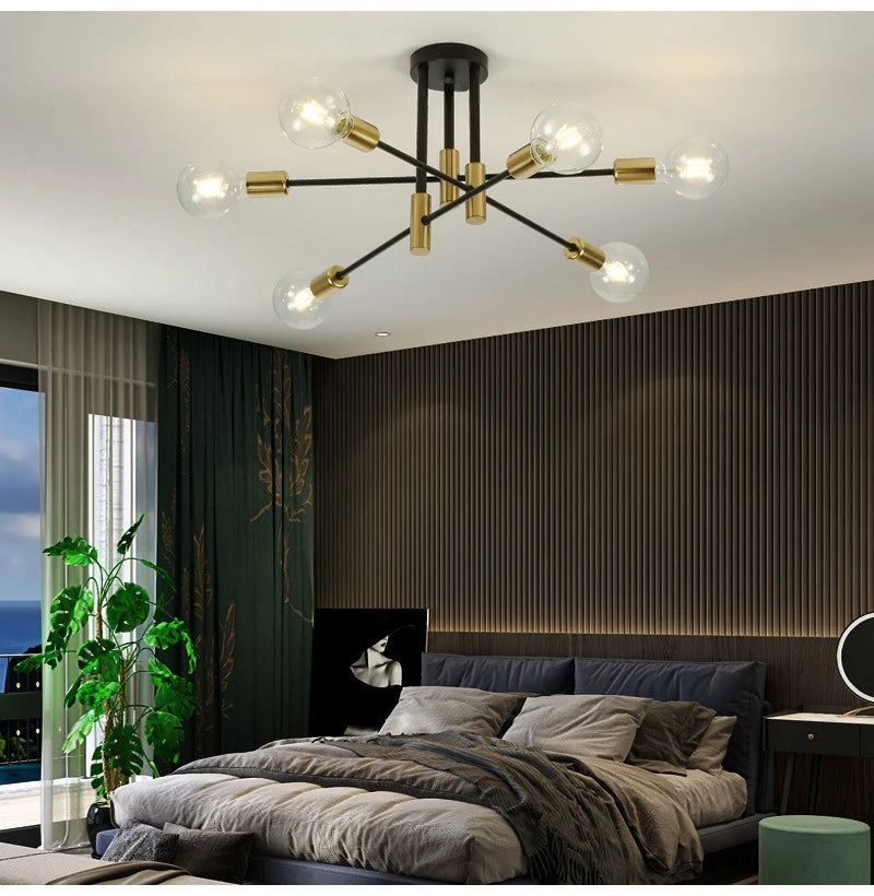 Retro Industrial E27 LED Ceiling Lamp – Wrought Iron Modern Fixture