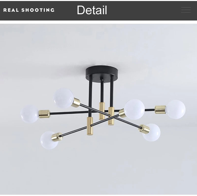 Retro Industrial E27 LED Ceiling Lamp – Wrought Iron Modern Fixture