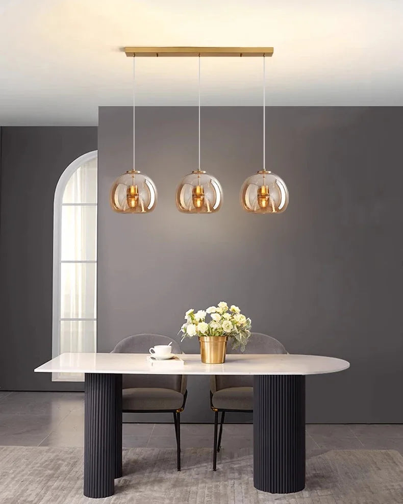 LUXORA™ Modern LED Pendant Light – Dimmable Glass Chandelier with Remote & App Control