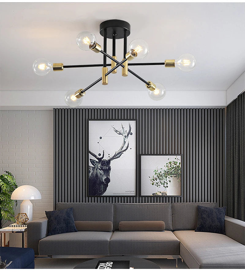 Retro Industrial E27 LED Ceiling Lamp – Wrought Iron Modern Fixture