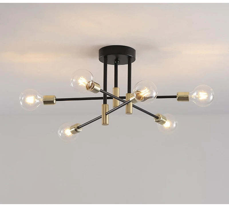 Retro Industrial E27 LED Ceiling Lamp – Wrought Iron Modern Fixture