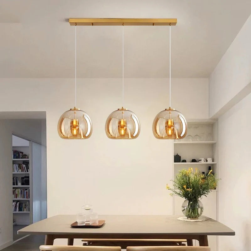LUXORA™ Modern LED Pendant Light – Dimmable Glass Chandelier with Remote & App Control