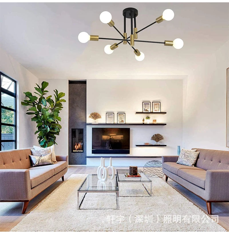 Retro Industrial E27 LED Ceiling Lamp – Wrought Iron Modern Fixture