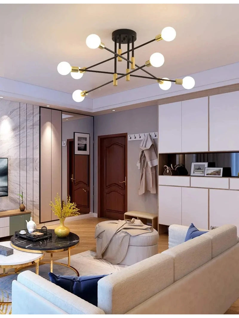 Retro Industrial E27 LED Ceiling Lamp – Wrought Iron Modern Fixture