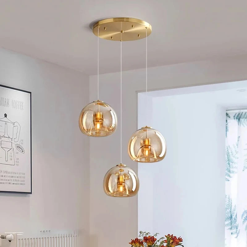 LUXORA™ Modern LED Pendant Light – Dimmable Glass Chandelier with Remote & App Control