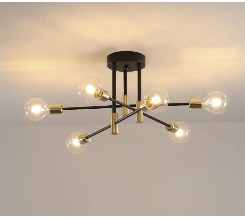 Retro Industrial E27 LED Ceiling Lamp – Wrought Iron Modern Fixture