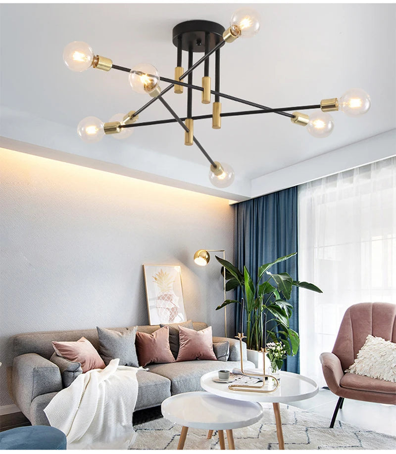 Retro Industrial E27 LED Ceiling Lamp – Wrought Iron Modern Fixture