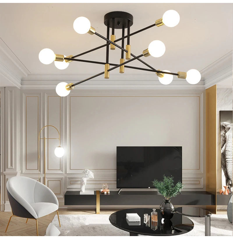 Retro Industrial E27 LED Ceiling Lamp – Wrought Iron Modern Fixture