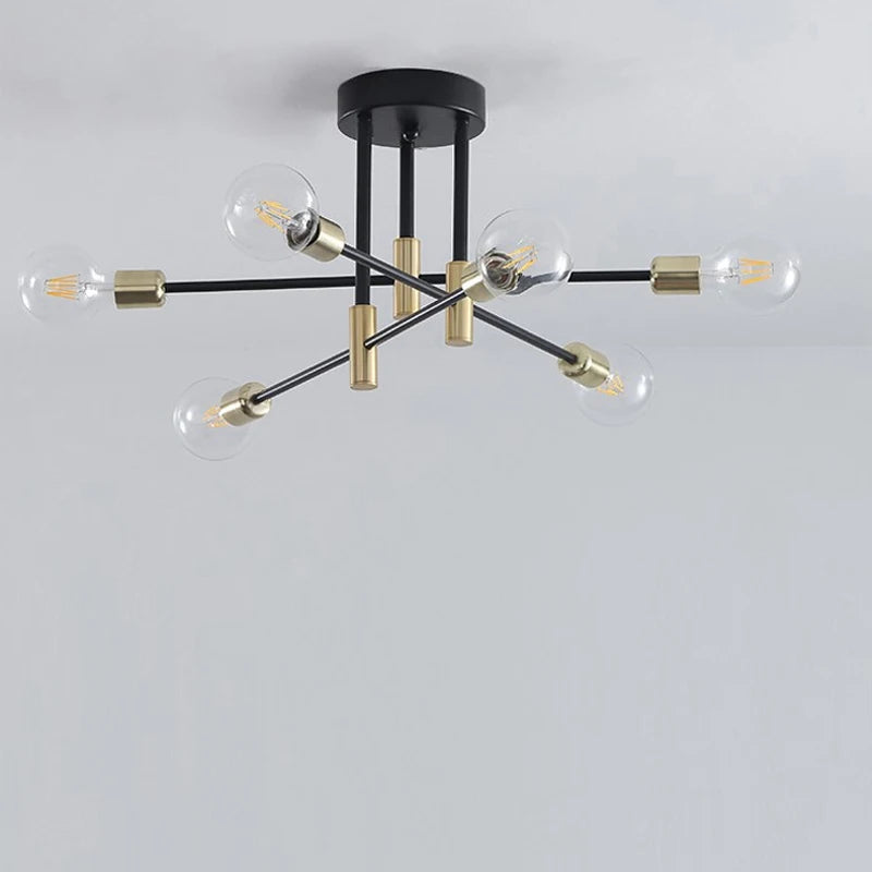 Retro Industrial E27 LED Ceiling Lamp – Wrought Iron Modern Fixture