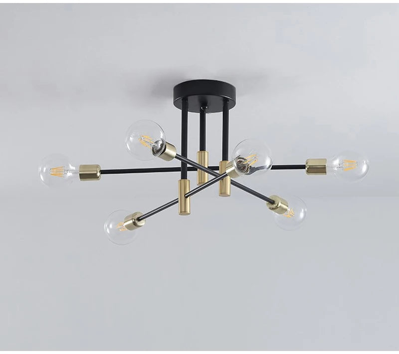 Retro Industrial E27 LED Ceiling Lamp – Wrought Iron Modern Fixture