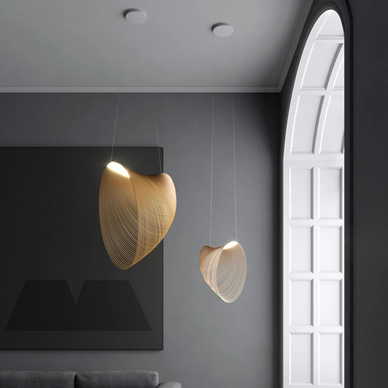 Modern Nordic Birch Wood LED Chandelier – Minimalist Suspension Light