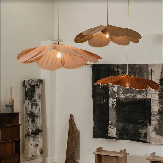 PetalGlow™ fabric flower pendant light in white – modern ceiling lamp with soft petal-shaped cloth shade