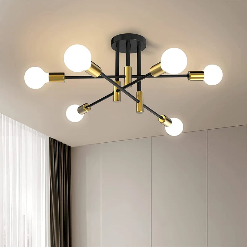 Retro Industrial E27 LED Ceiling Lamp – Wrought Iron Modern Fixture
