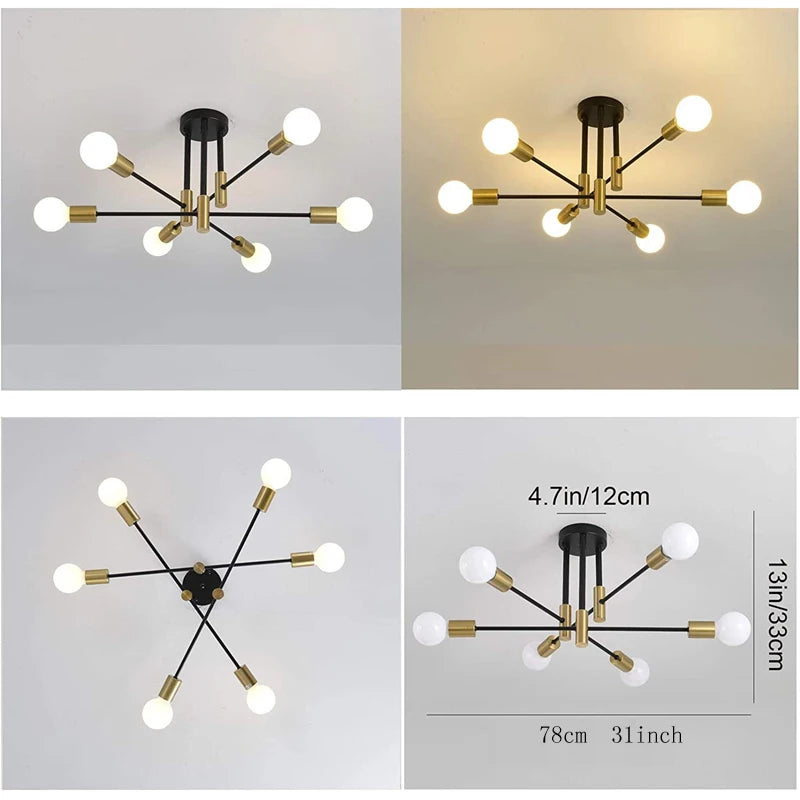 Retro Industrial E27 LED Ceiling Lamp – Wrought Iron Modern Fixture