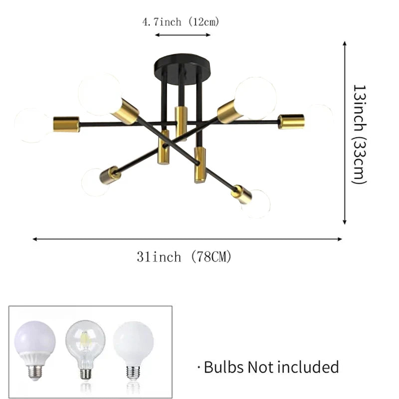 Retro Industrial E27 LED Ceiling Lamp – Wrought Iron Modern Fixture
