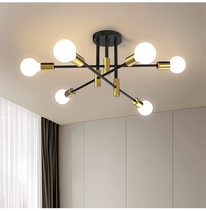 Retro Industrial E27 LED Ceiling Lamp – Wrought Iron Modern Fixture