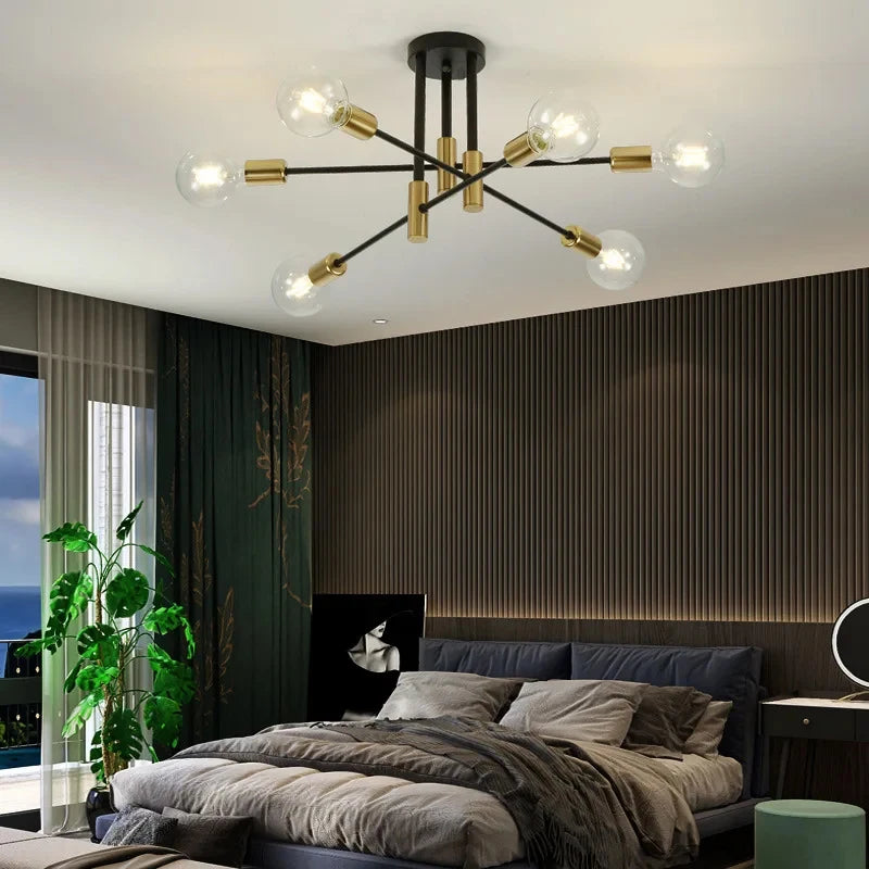 Retro Industrial E27 LED Ceiling Lamp – Wrought Iron Modern Fixture
