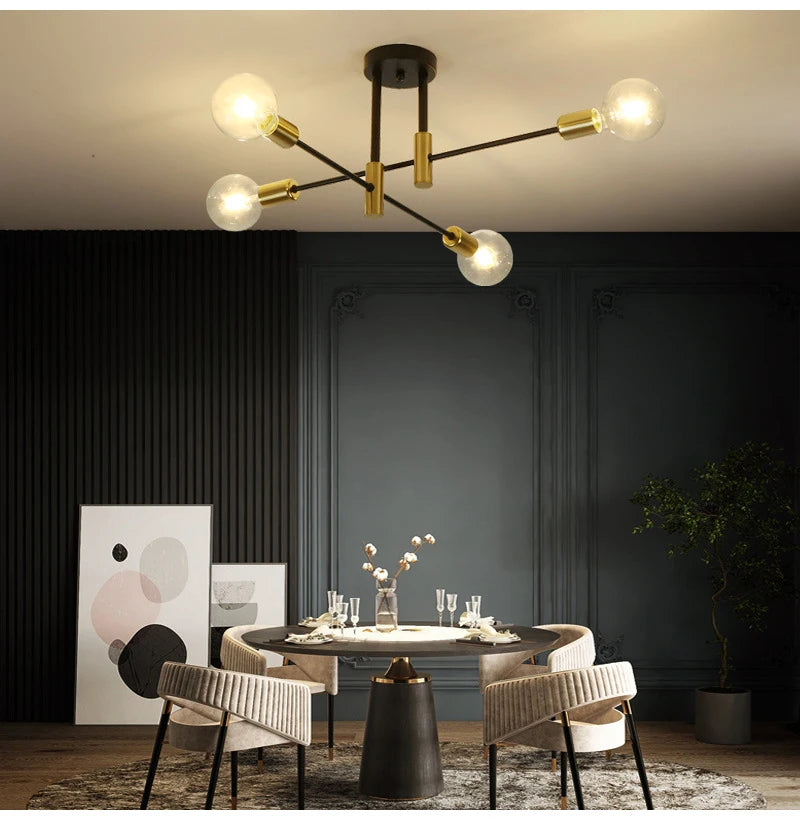 Retro Industrial E27 LED Ceiling Lamp – Wrought Iron Modern Fixture