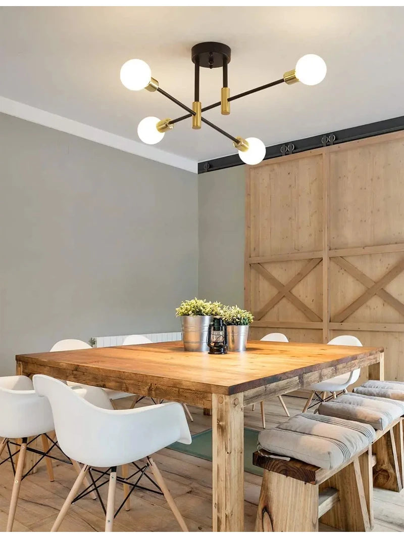 Retro Industrial E27 LED Ceiling Lamp – Wrought Iron Modern Fixture