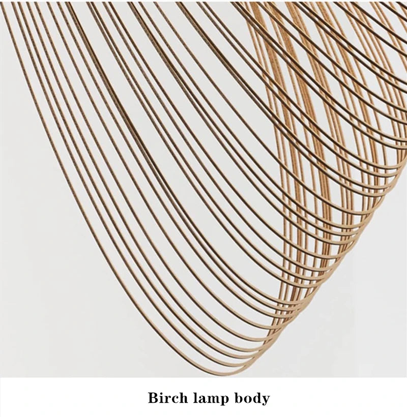 Modern Nordic Birch Wood LED Chandelier – Minimalist Suspension Light